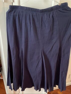 Alfred Dunner Navy A-Line Midi Skirt